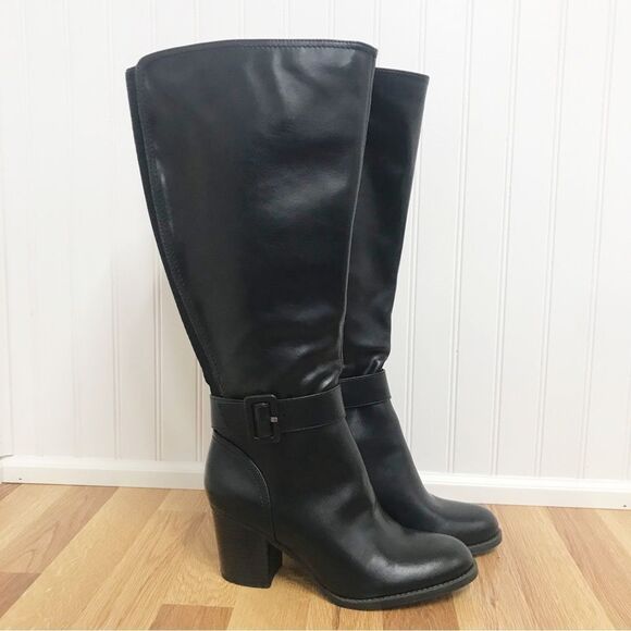 SOUL Naturalizer Black Wide Calf Chunky Heel Boot Knee High Size 6.5 New - Picture 2 of 13